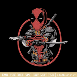 deadpool circle embroidery design, deadpool embroidery, embroidery file, anime embroidery, anime shirt, digital download