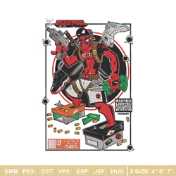 deadpool poster embroidery design, deadpool embroidery, embroidery file, anime embroidery, anime shirt, digital download