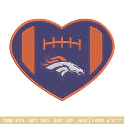 denver broncos heart embroidery design, broncos embroidery, nfl embroidery, logo sport embroidery, embroidery design.