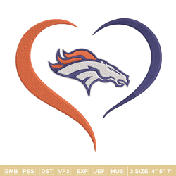 denver broncos heart embroidery design, denver broncos embroidery, nfl embroidery, sport embroidery, embroidery design