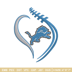 detroit lions heart embroidery design, detroit lions embroidery, nfl embroidery, sport embroidery, embroidery design.