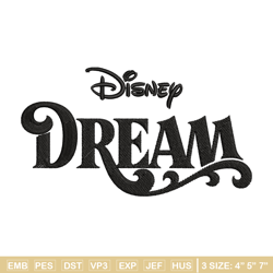 disney dream embroidery design, disney logo embroidery, embroidery file, embroidery design, digital download.