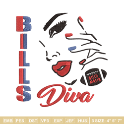 diva buffalo bills embroidery design, buffalo bills embroidery, nfl embroidery, sport embroidery, embroidery design.