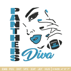 diva carolina panthers embroidery design, carolina panthers embroidery, nfl embroidery, logo sport embroidery.