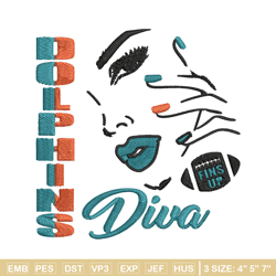 diva miami dolphins embroidery design, miami dolphins embroidery, nfl embroidery, sport embroidery, embroidery design.