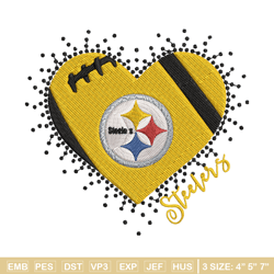 heart pittsburgh steelers embroidery design, pittsburgh steelers embroidery, nfl embroidery, logo sport embroidery.