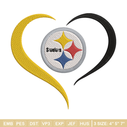 heart pittsburgh steelers embroidery design, steelers embroidery, nfl embroidery, sport embroidery, embroidery design. (