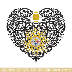 heart pittsburgh steelers embroidery design, steelers embroidery, nfl embroidery, sport embroidery, embroidery design.