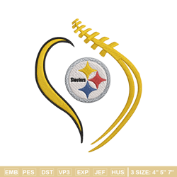 heart pittsburgh steelers embroidery design, steelers embroidery, nfl embroidery, sport embroidery, embroidery design