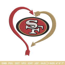 heart san francisco 49ers embroidery design, 49ers embroidery, nfl embroidery, sport embroidery, embroidery design.