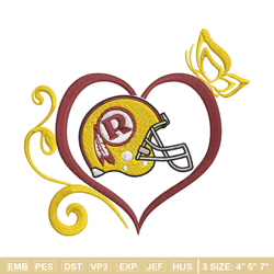 heart washington redskins embroidery design,  redskins embroidery, nfl embroidery, sport embroidery, embroidery design.