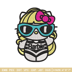 hello kitty barbie embroidery design, hello kitty barbie embroidery, logo design, embroidery file, digital download.