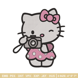 hello kitty camera embroidery design, hello kitty embroidery, embroidery file, anime embroidery, digital download