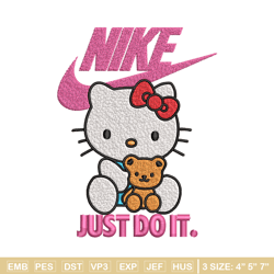 hello kitty nike embroidery design, hello kitty embroidery, nike design, embroidery file, cartoon logo. instant download