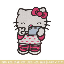 hello kitty selfie embroidery design, hello kitty embroidery, embroidery file, anime embroidery, digital download