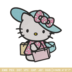 hello kitty shopping embroidery design, hello kitty embroidery, embroidery file, anime embroidery, digital download