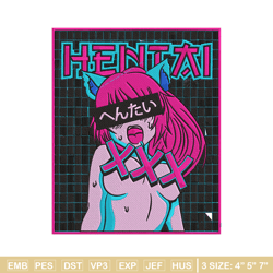 hentai poster embroidery design, hentai embroidery, embroidery file, anime embroidery, anime shirt, digital download