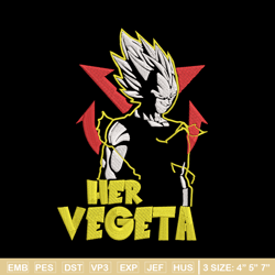 her vegeta embroidery design, dragonball embroidery, embroidery file, anime embroidery, anime shirt, digital download.