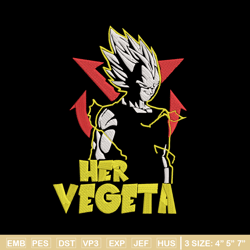 her vegeta embroidery design, dragonball embroidery, embroidery file, anime embroidery, anime shirt, digital download