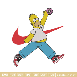 homer simpson embroidery design, simpson embroidery, embroidery file, anime embroidery, nike shirt, digital download