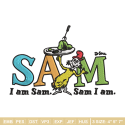 i am sam sam i am dr. seuss embroidery design, dr seuss embroidery, embroidery file, embroidery design, digital download