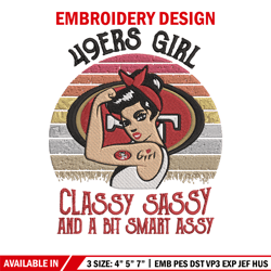 49ers girl classy sassy and a bit smart assy embroidery design, 49ers embroidery, nfl embroidery, sport embroidery.