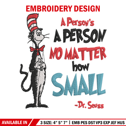 a person's no matter how small dr seuss embroidery design, dr seuss embroidery, embroidery file, digital download.