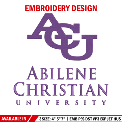 abilene christian logo embroidery design, ncaa embroidery, sport embroidery, embroidery design, logo sport embroidery