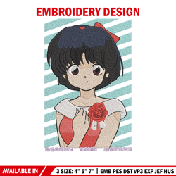 akane tendo embroidery design, ranma embroidery, embroidery file, anime embroidery, anime shirt, digital download