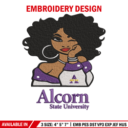 alcorn state girl embroidery design, ncaa embroidery, embroidery design, logo sport embroidery, sport embroidery