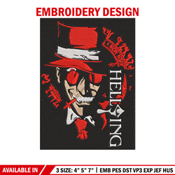 alucard poster embroidery design, hellsing embroidery, embroidery file, anime embroidery, anime shirt, digital download