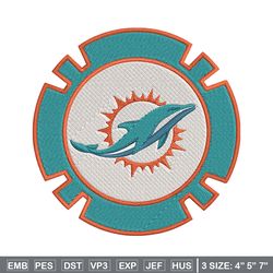 miami dolphins poker chip ball embroidery design, miami dolphins embroidery, nfl embroidery, logo sport embroidery.