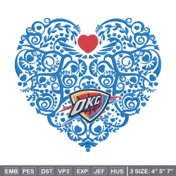 oklahoma thunder heart embroidery design, nba embroidery, sport embroidery, embroidery design, logo sport embroidery