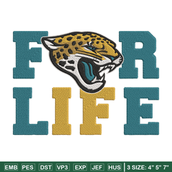 jacksonville jaguars for life embroidery design, jacksonville jaguars embroidery, nfl embroidery, logo sport embroidery.