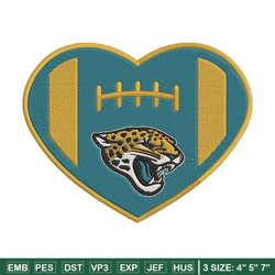 jacksonville jaguars heart embroidery design, jacksonville jaguars embroidery, nfl embroidery, logo sport embroidery. (2