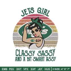 jets girl classy sassy and a bit smart embroidery design, new york jets embroidery, nfl embroidery, sport embroidery.