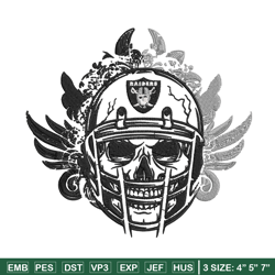 las vegas raiders skull helmet embroidery design, las vegas raiders embroidery, nfl embroidery, logo sport embroidery. (