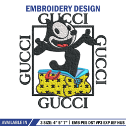 Felix The Cat Gucci Embroidery design, Felix The Cat Embroidery, cartoon design, Embroidery File, Digital download.