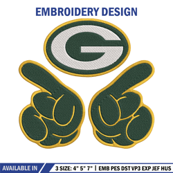 Foam Finger Green Bay Packers embroidery design, Green Bay Packers embroidery, NFL embroidery, logo sport embroidery.