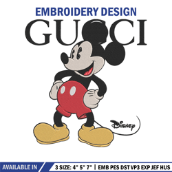 mickey x gucci embroidery design, mickey embroidery, embroidery file, gucci embroidery, anime shirt, digital download.