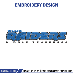 middle tennessee logo embroidery design, ncaa embroidery, embroidery design,logo sport embroidery,sport embroidery