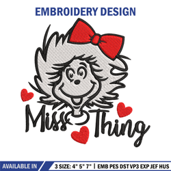 miss thing dr seuss embroidery design, dr seuss embroidery, embroidery file, embroidery design, digital download.