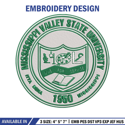 mississippi valley logo embroidery design, ncaa embroidery, sport embroidery, logo sport embroidery, embroidery design