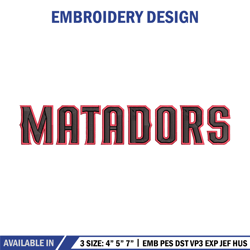 northridge matadors logo embroidery design, sport embroidery, logo sport embroidery,embroidery design, ncaa embroidery.