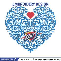 oklahoma thunder heart embroidery design, nba embroidery, sport embroidery, embroidery design, logo sport embroidery