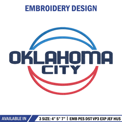 oklahoma thunder logo embroidery design, nba embroidery, sport embroidery, embroidery design, logo sport embroidery.