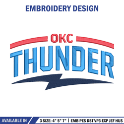 oklahoma thunder logo embroidery design,nba embroidery,sport embroidery, embroidery design, logo sport embroidery