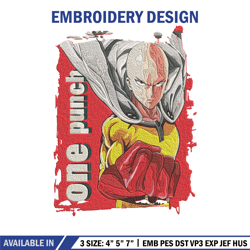 one punch man poster embroidery design, one punch man embroidery, embroidery file, anime embroidery, anime shirt