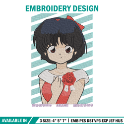 akane tendo embroidery design, ranma embroidery, embroidery file, anime embroidery, anime shirt, digital download
