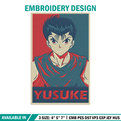 yusuke box embroidery design, yu yu hakusho embroidery, embroidery file, anime embroidery, anime shirt, digital download